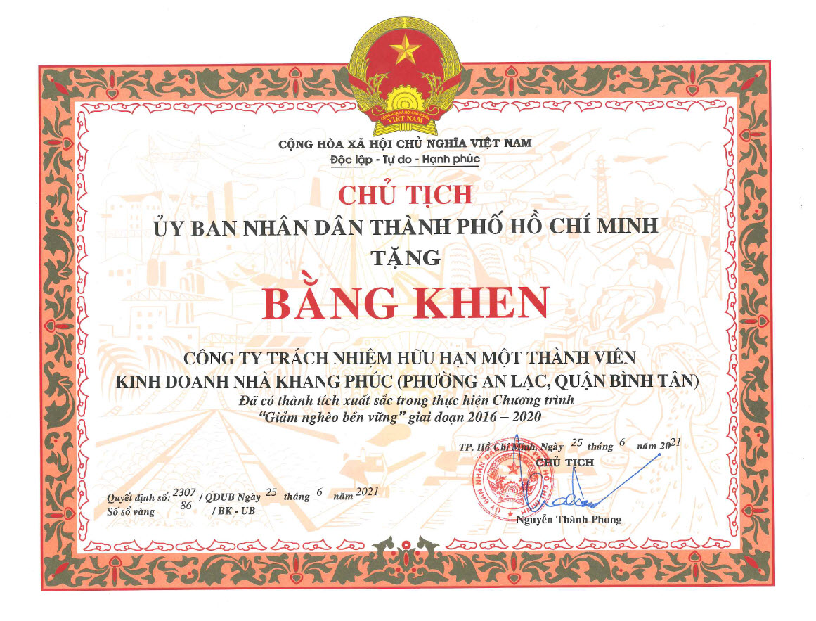 BẰNG KHEN <strong>2021</strong>