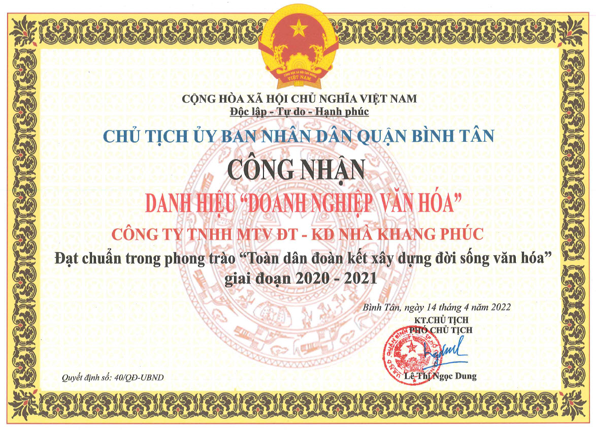 BẰNG KHEN <strong>2022</strong>